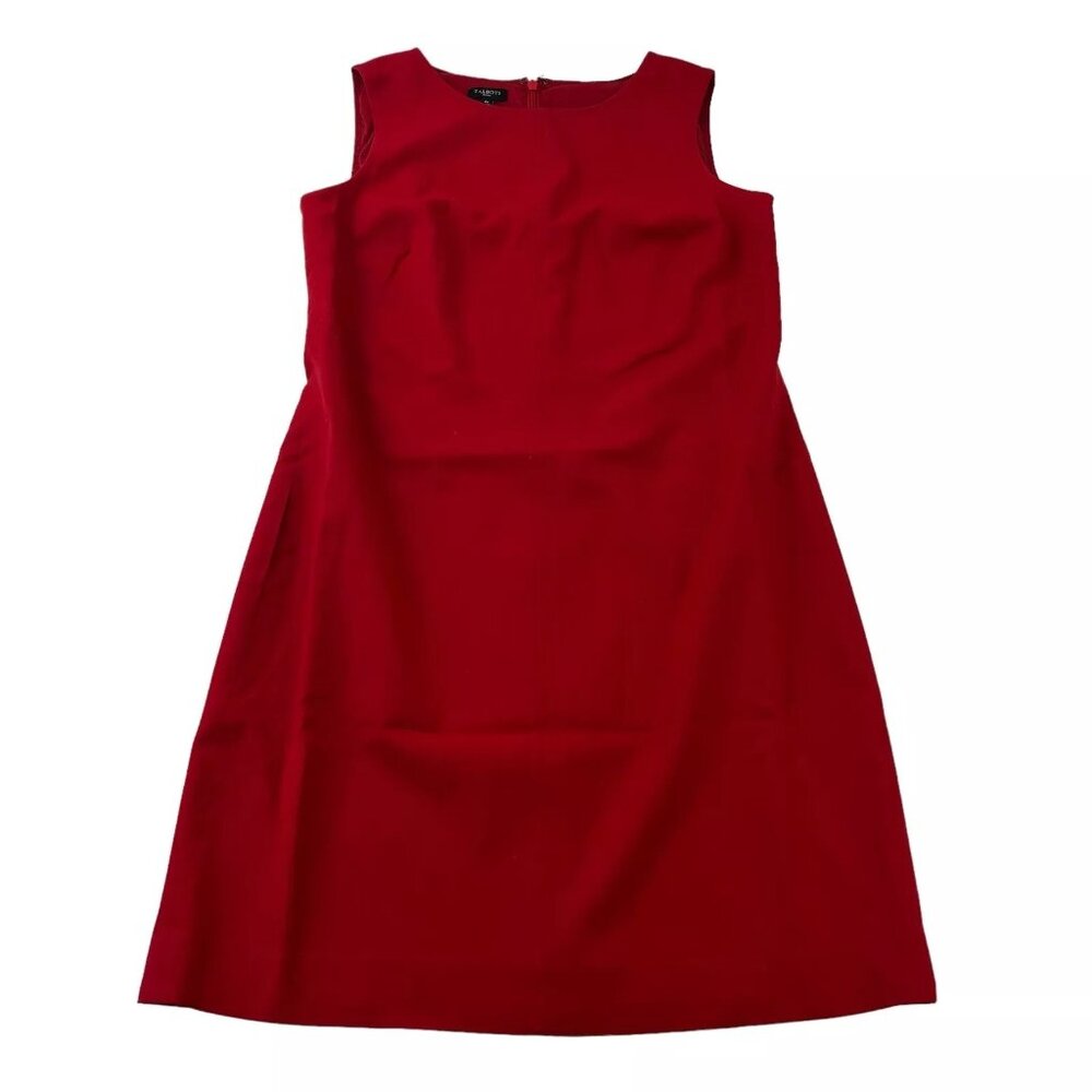 Talbots A-Line Dress Petite’s 8P Red Boat Neck Lined Sleeveless Wool Career